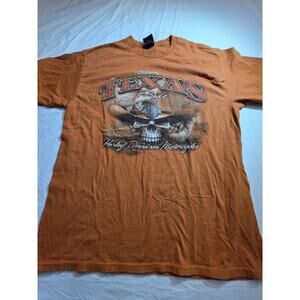 Harley Davidson Beaumont Texas Pride Men's Size L Short Sleeve Orange T-Shirt